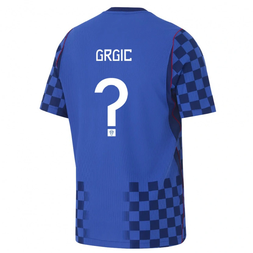 Danxen Hombre Camiseta Croacia Ante Grgic #0 Azul Marino Rojo 2ª Equipación 26-28 La Camisa