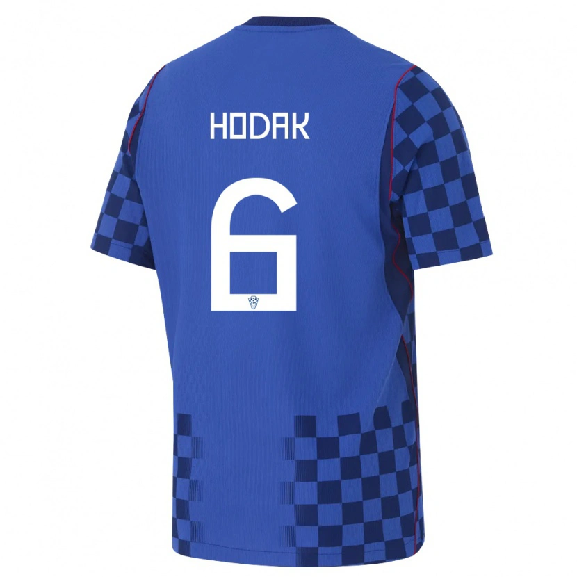 Danxen Hombre Camiseta Croacia Luka Hodak #6 Azul Marino Rojo 2ª Equipación 26-28 La Camisa