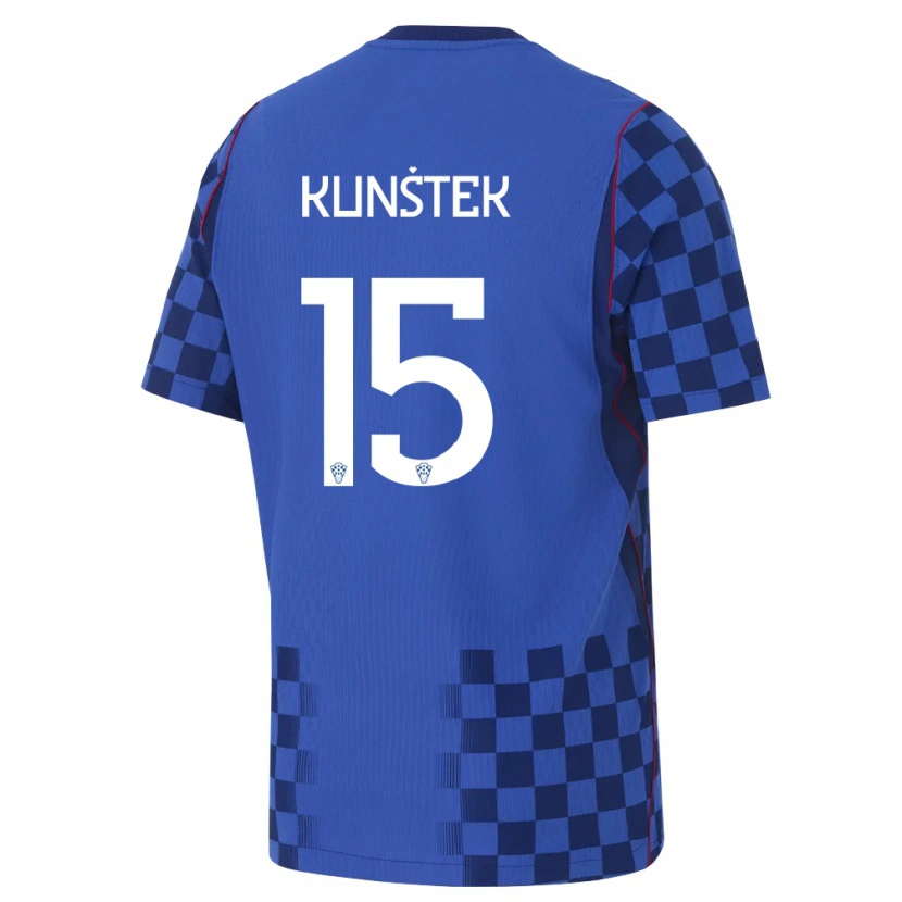 Danxen Hombre Camiseta Croacia Maria Kunstek #15 Azul Marino Rojo 2ª Equipación 26-28 La Camisa