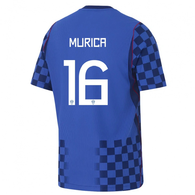 Danxen Hombre Camiseta Croacia Lukas Murica #16 Azul Marino Rojo 2ª Equipación 26-28 La Camisa