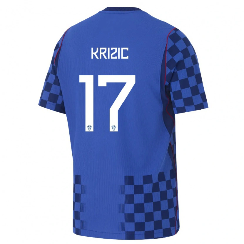 Danxen Hombre Camiseta Croacia Ivan Krizic #17 Azul Marino Rojo 2ª Equipación 26-28 La Camisa