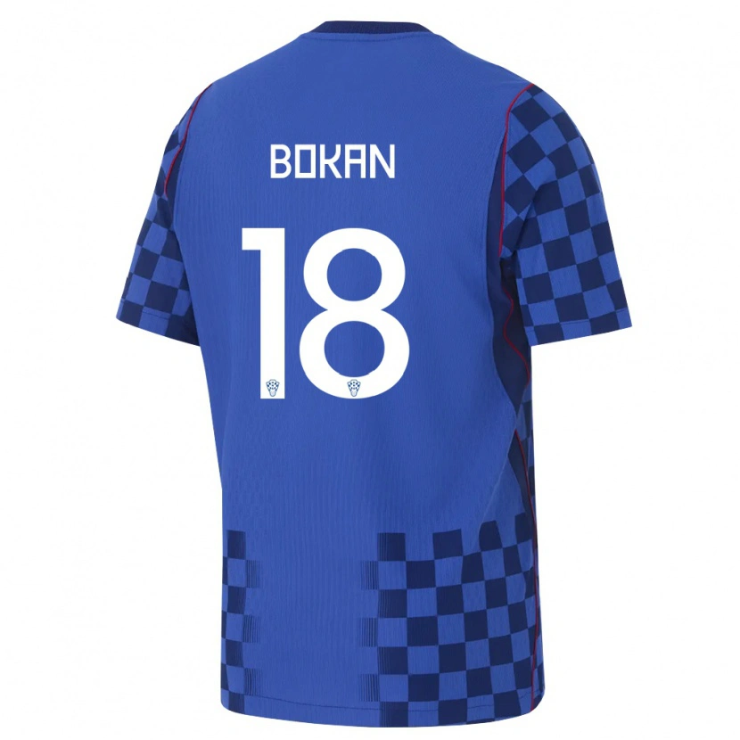 Danxen Hombre Camiseta Croacia Filip Bokan #18 Azul Marino Rojo 2ª Equipación 26-28 La Camisa