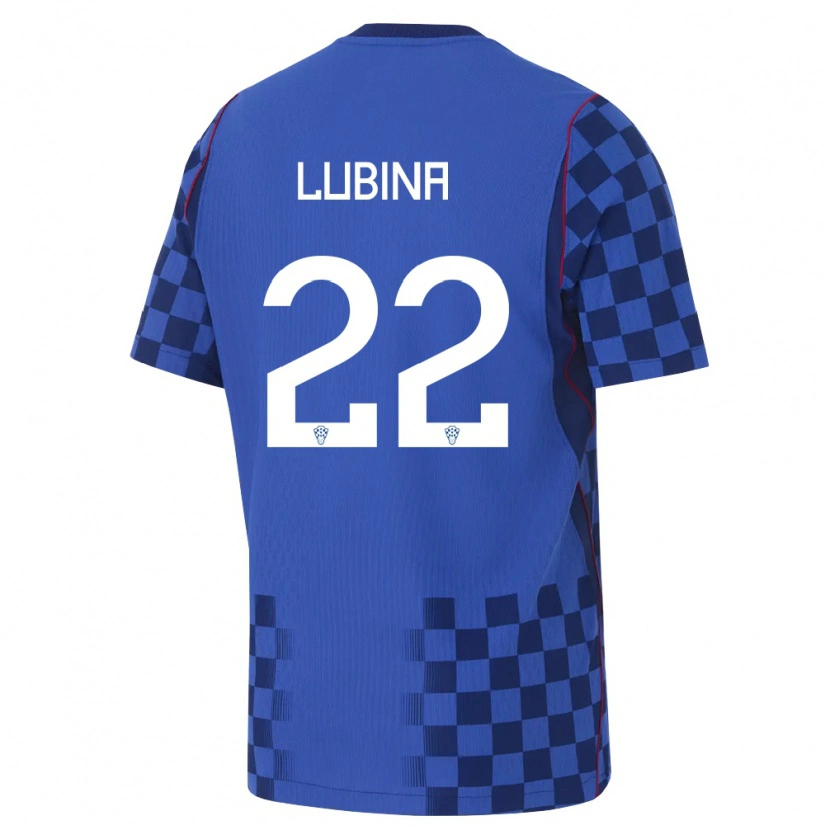Danxen Hombre Camiseta Croacia Anela Lubina #22 Azul Marino Rojo 2ª Equipación 26-28 La Camisa