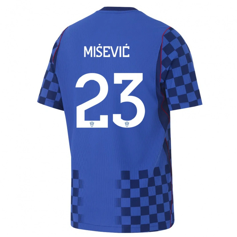 Danxen Hombre Camiseta Croacia Luigi Misevic #23 Azul Marino Rojo 2ª Equipación 26-28 La Camisa