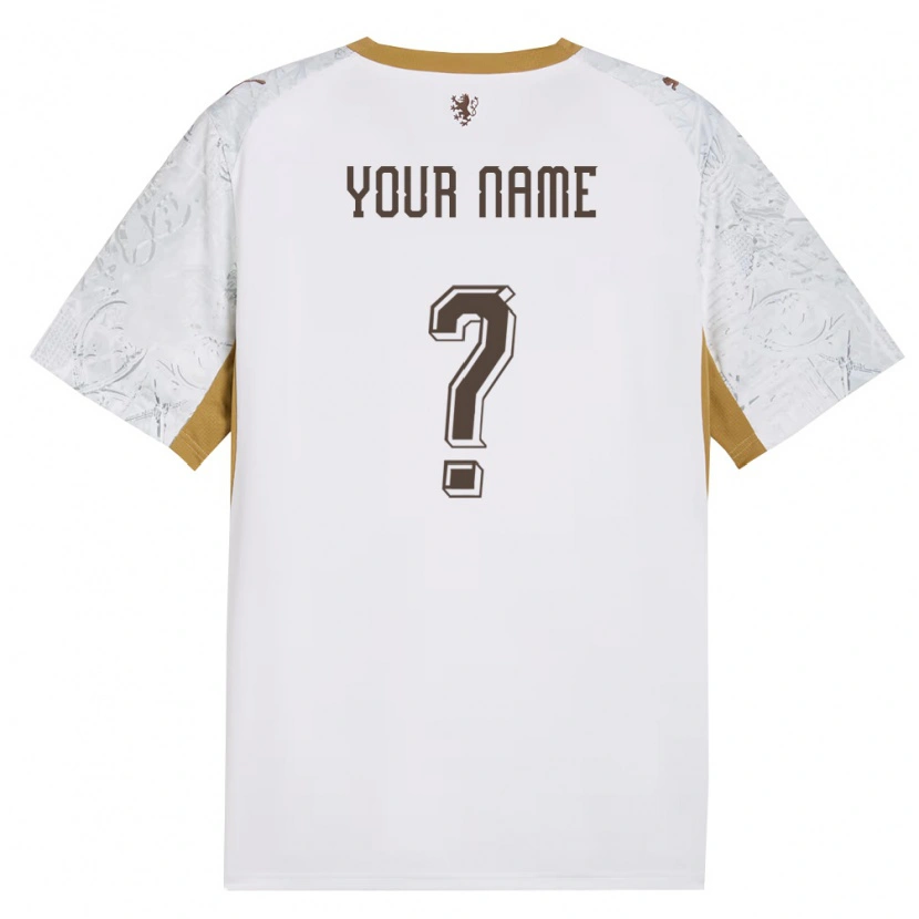 Danxen Hombre Camiseta Chequia Su Nombre #0 Marfil Oro Gris 2ª Equipación 26-28 La Camisa