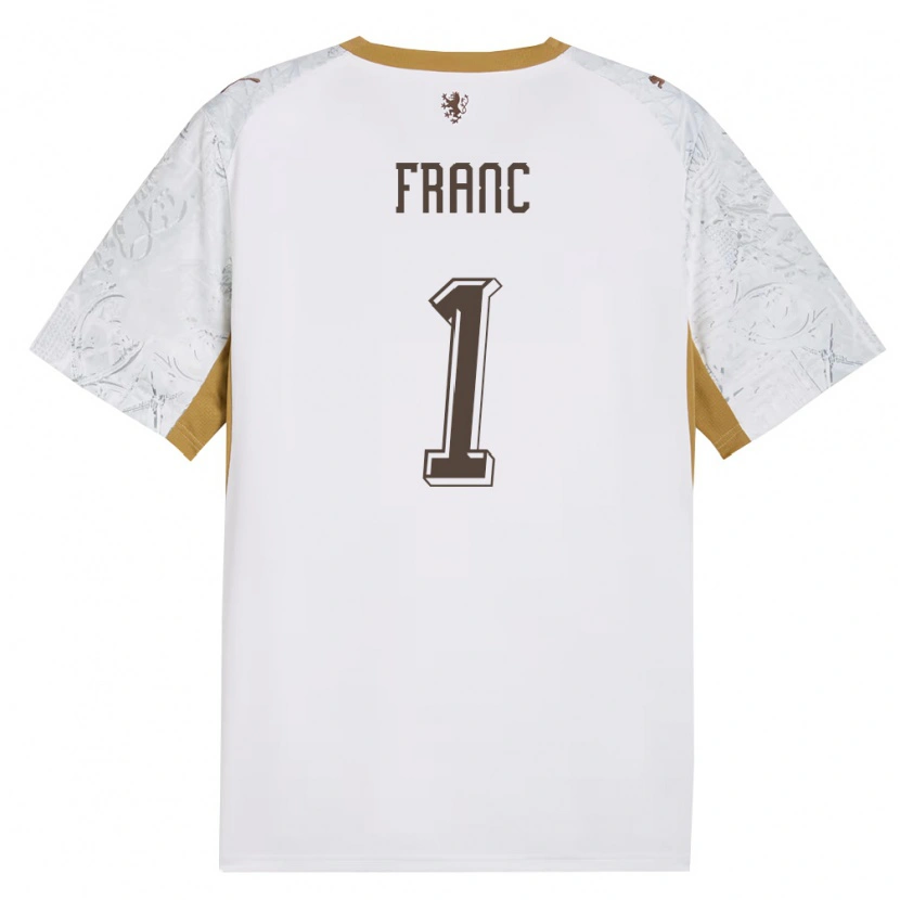 Danxen Hombre Camiseta Chequia Lukas Franc #1 Marfil Oro Gris 2ª Equipación 26-28 La Camisa