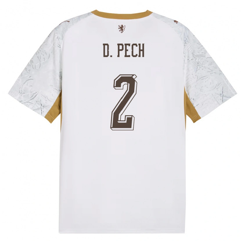 Danxen Hombre Camiseta Chequia Dominik Pech #2 Marfil Oro Gris 2ª Equipación 26-28 La Camisa