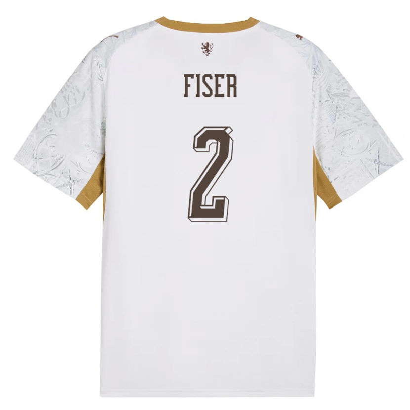 Danxen Hombre Camiseta Chequia Radek Fiser #2 Marfil Oro Gris 2ª Equipación 26-28 La Camisa