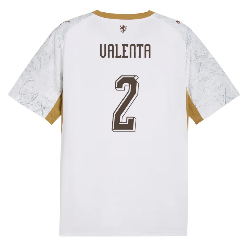 Danxen Hombre Camiseta Chequia Filip Valenta #2 Marfil Oro Gris 2ª Equipación 26-28 La Camisa