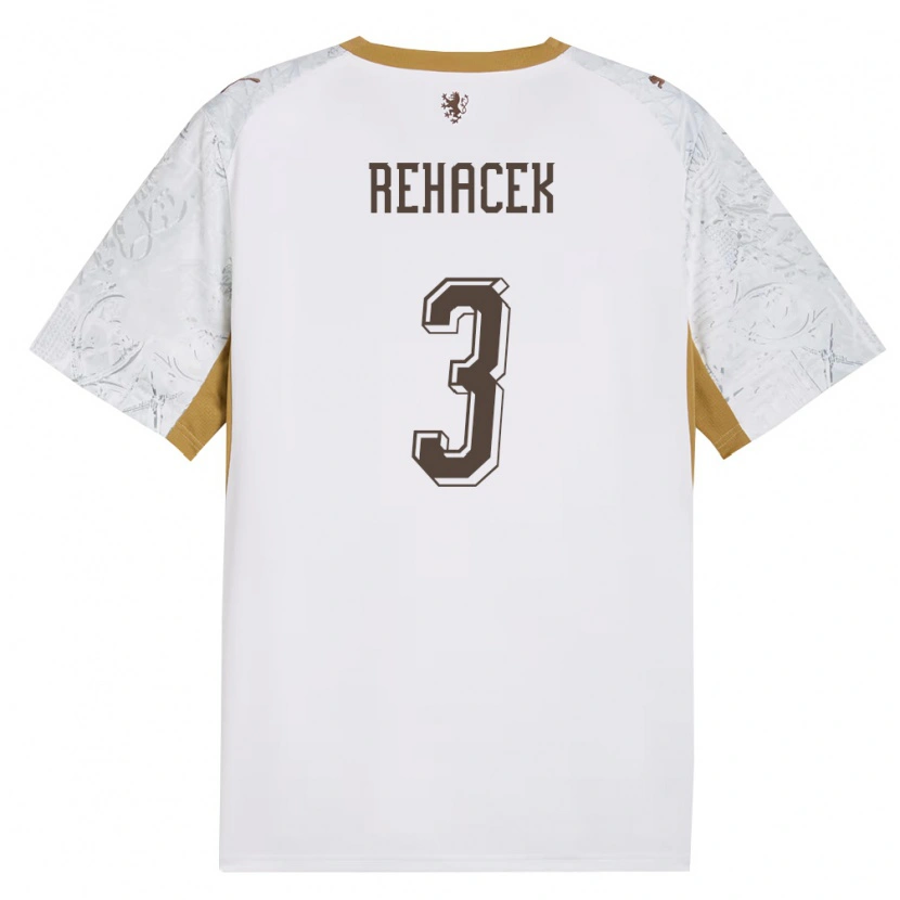 Danxen Hombre Camiseta Chequia David Rehacek #3 Marfil Oro Gris 2ª Equipación 26-28 La Camisa