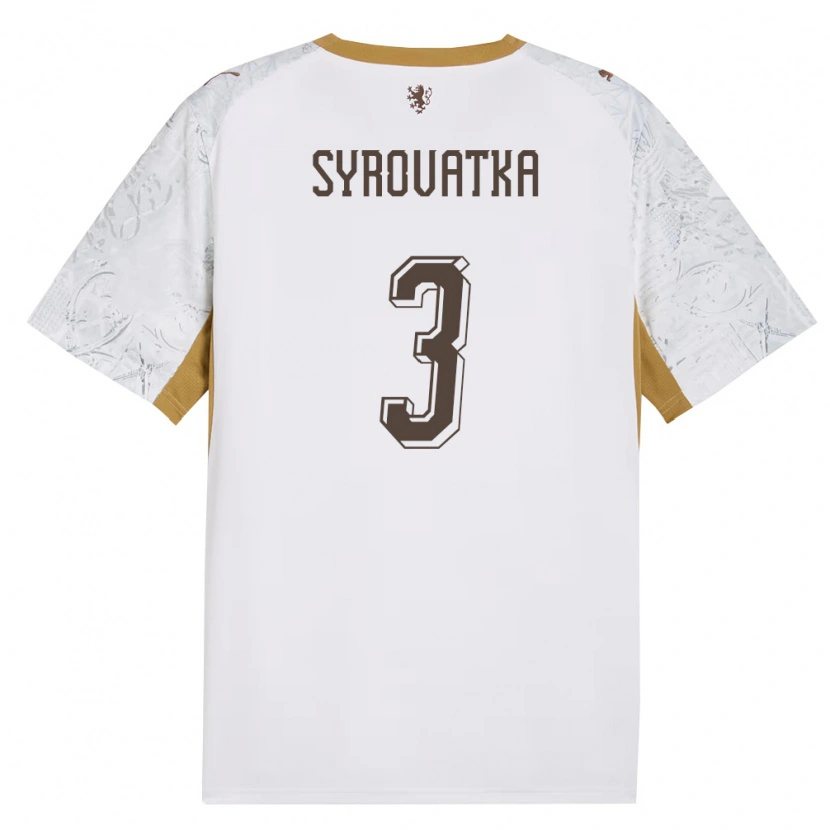 Danxen Hombre Camiseta Chequia Matyas Syrovatka #3 Marfil Oro Gris 2ª Equipación 26-28 La Camisa