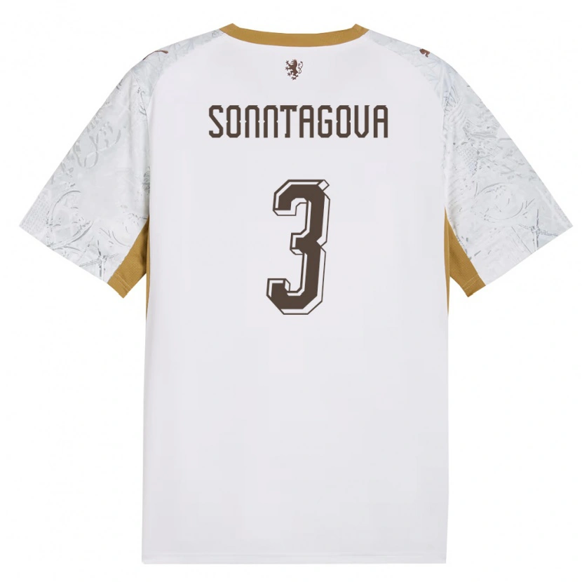 Danxen Hombre Camiseta Chequia Eliška Sonntagová #3 Marfil Oro Gris 2ª Equipación 26-28 La Camisa