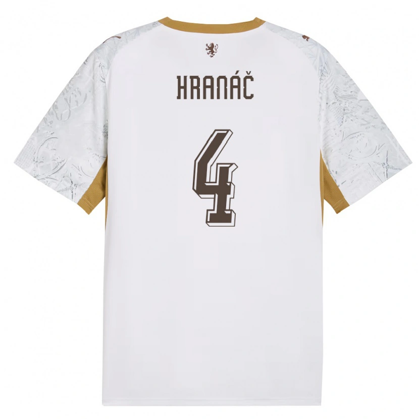 Danxen Hombre Camiseta Chequia Robin Hranac #4 Marfil Oro Gris 2ª Equipación 26-28 La Camisa