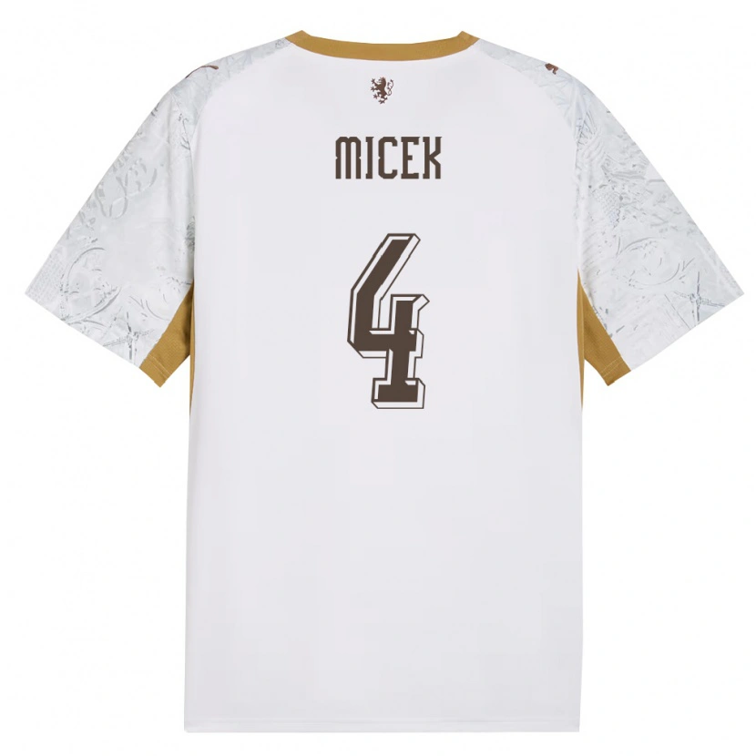 Danxen Hombre Camiseta Chequia Jiri Micek #4 Marfil Oro Gris 2ª Equipación 26-28 La Camisa