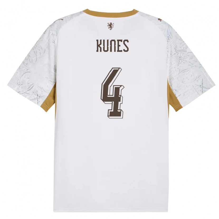 Danxen Hombre Camiseta Chequia Jan Kunes #4 Marfil Oro Gris 2ª Equipación 26-28 La Camisa