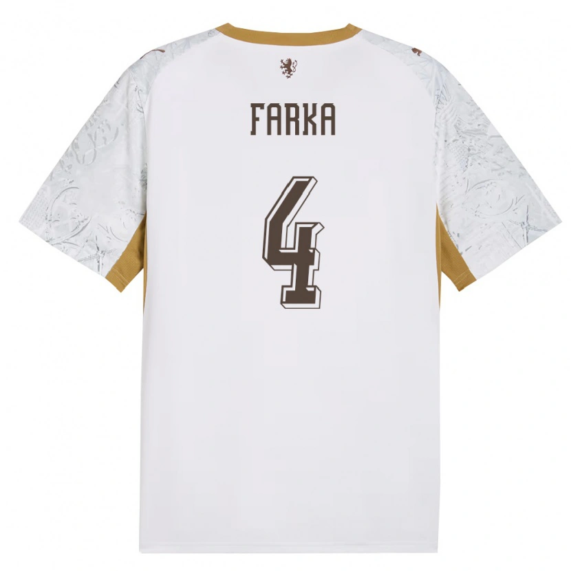 Danxen Hombre Camiseta Chequia Dominik Farka #4 Marfil Oro Gris 2ª Equipación 26-28 La Camisa