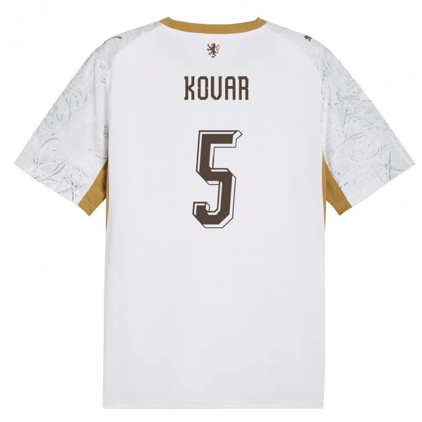 Danxen Hombre Camiseta Chequia Martin Kovar #5 Marfil Oro Gris 2ª Equipación 26-28 La Camisa