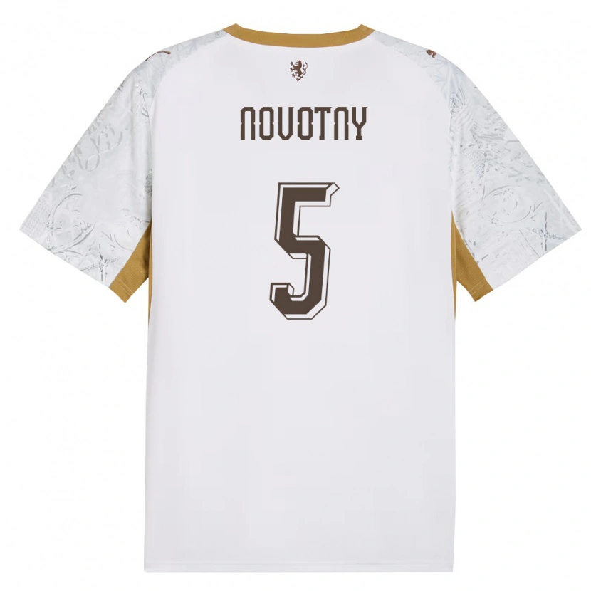 Danxen Hombre Camiseta Chequia Adam Novotny #5 Marfil Oro Gris 2ª Equipación 26-28 La Camisa