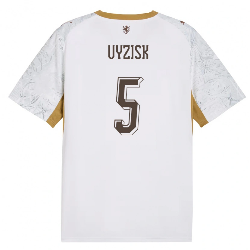 Danxen Hombre Camiseta Chequia Matyas Vyzisk #5 Marfil Oro Gris 2ª Equipación 26-28 La Camisa