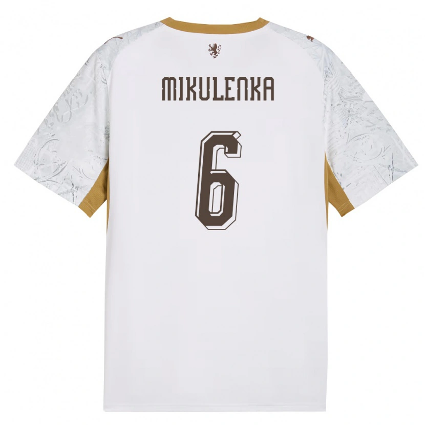 Danxen Hombre Camiseta Chequia Matej Mikulenka #6 Marfil Oro Gris 2ª Equipación 26-28 La Camisa