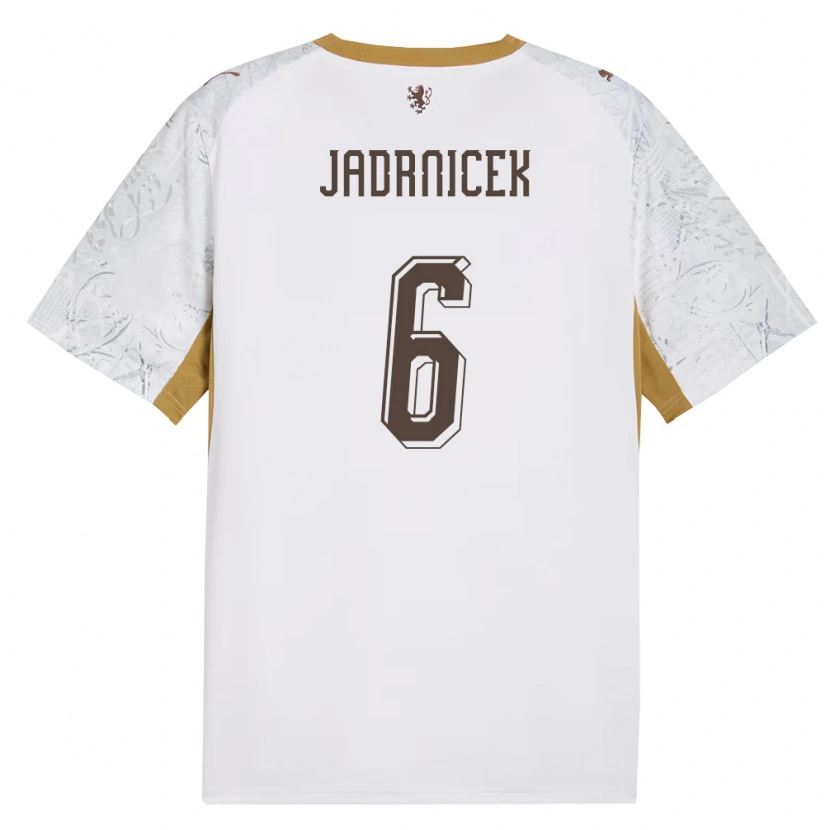 Danxen Hombre Camiseta Chequia Nikola Jadrnicek #6 Marfil Oro Gris 2ª Equipación 26-28 La Camisa