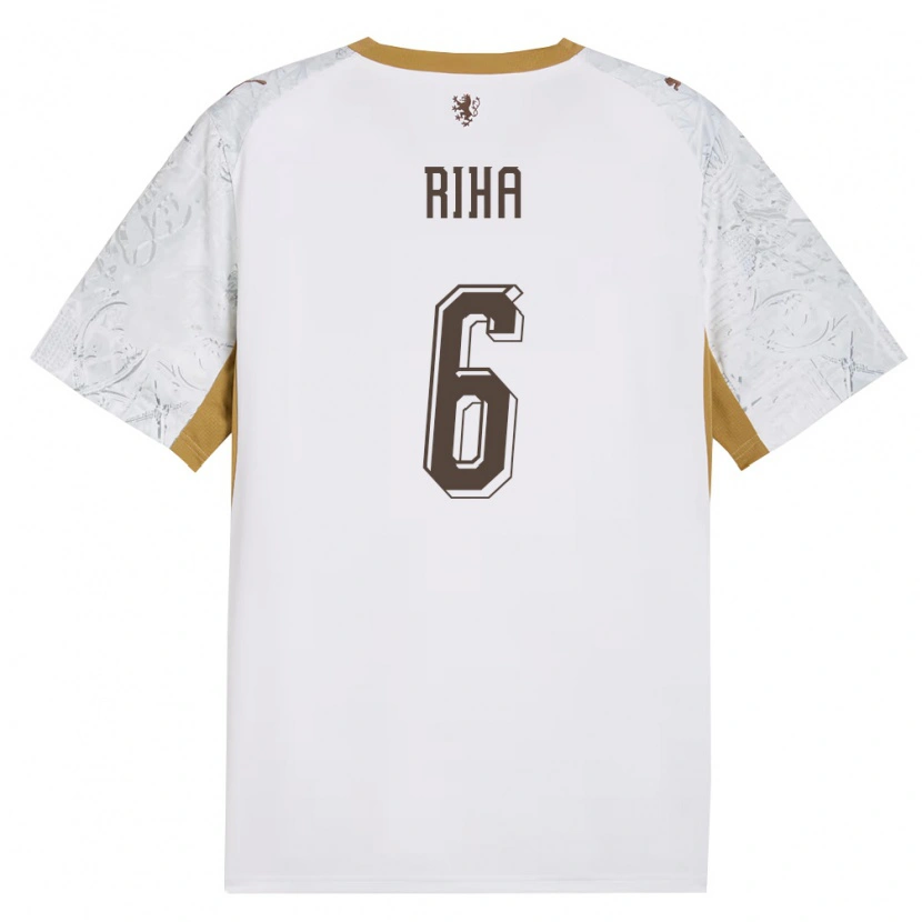 Danxen Hombre Camiseta Chequia Ferdinand Riha #6 Marfil Oro Gris 2ª Equipación 26-28 La Camisa