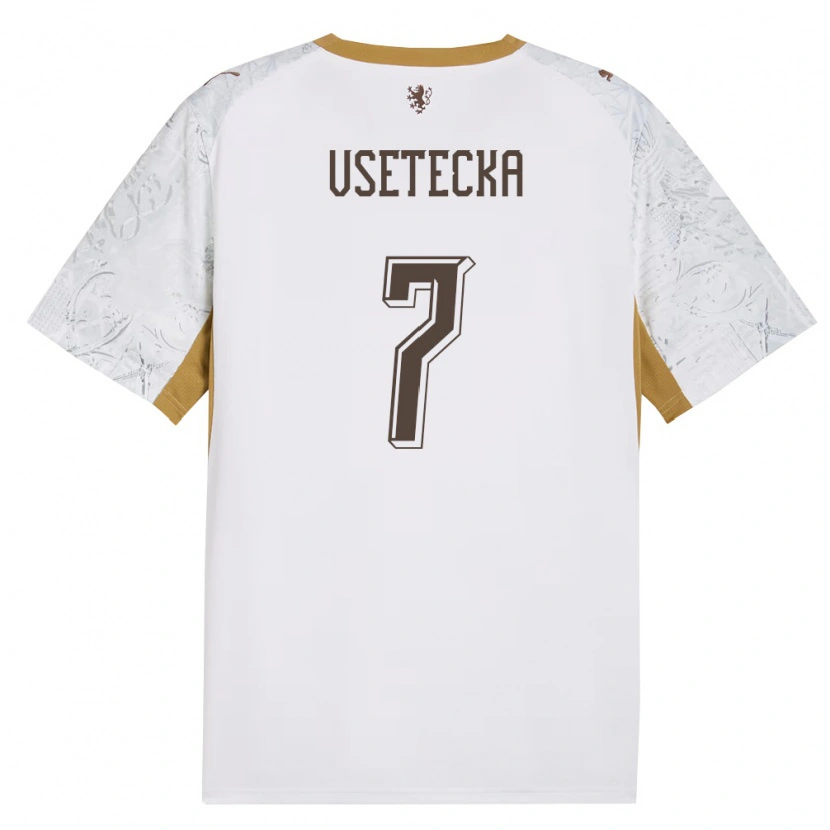 Danxen Hombre Camiseta Chequia David Vsetecka #7 Marfil Oro Gris 2ª Equipación 26-28 La Camisa