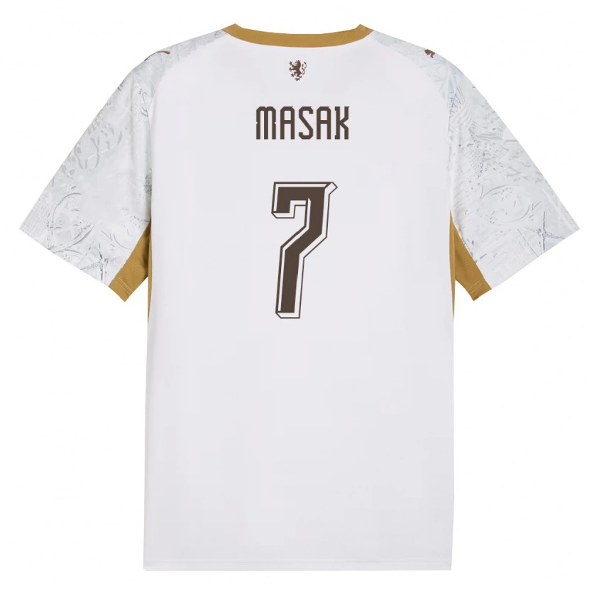 Danxen Hombre Camiseta Chequia Jan Masak #7 Marfil Oro Gris 2ª Equipación 26-28 La Camisa