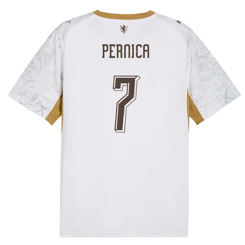 Danxen Hombre Camiseta Chequia Eric Pernica #7 Marfil Oro Gris 2ª Equipación 26-28 La Camisa