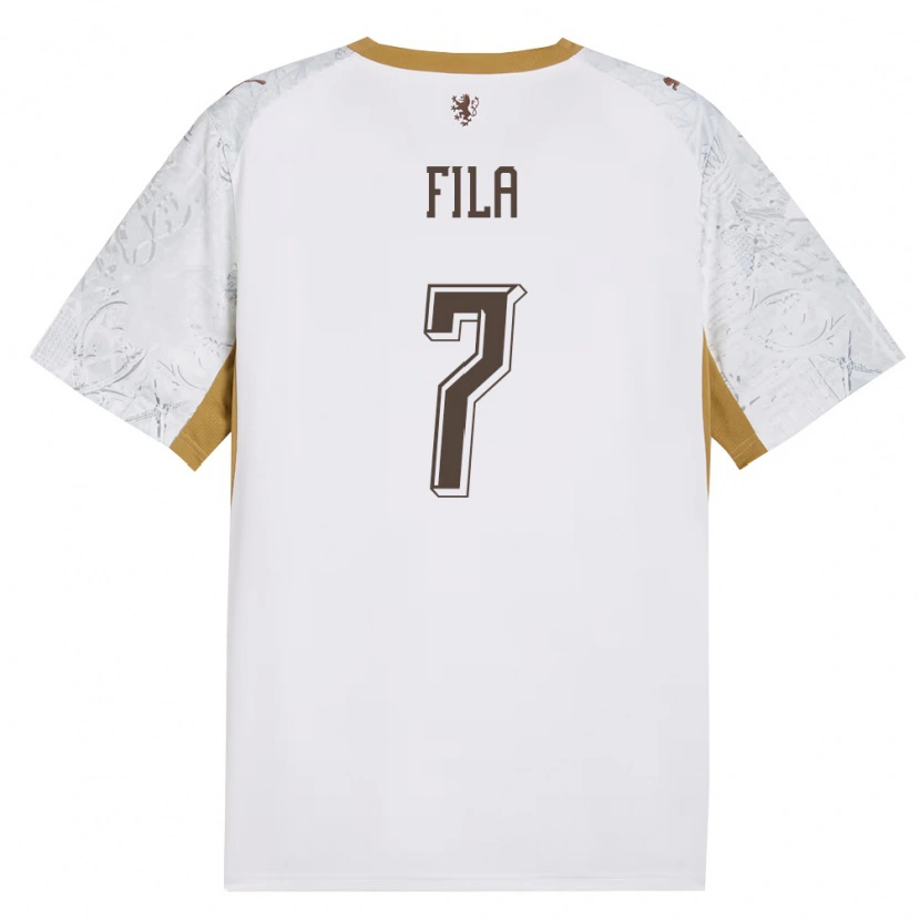Danxen Hombre Camiseta Chequia Daniel Fila #7 Marfil Oro Gris 2ª Equipación 26-28 La Camisa
