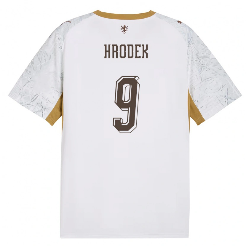 Danxen Hombre Camiseta Chequia Matyas Hrodek #9 Marfil Oro Gris 2ª Equipación 26-28 La Camisa