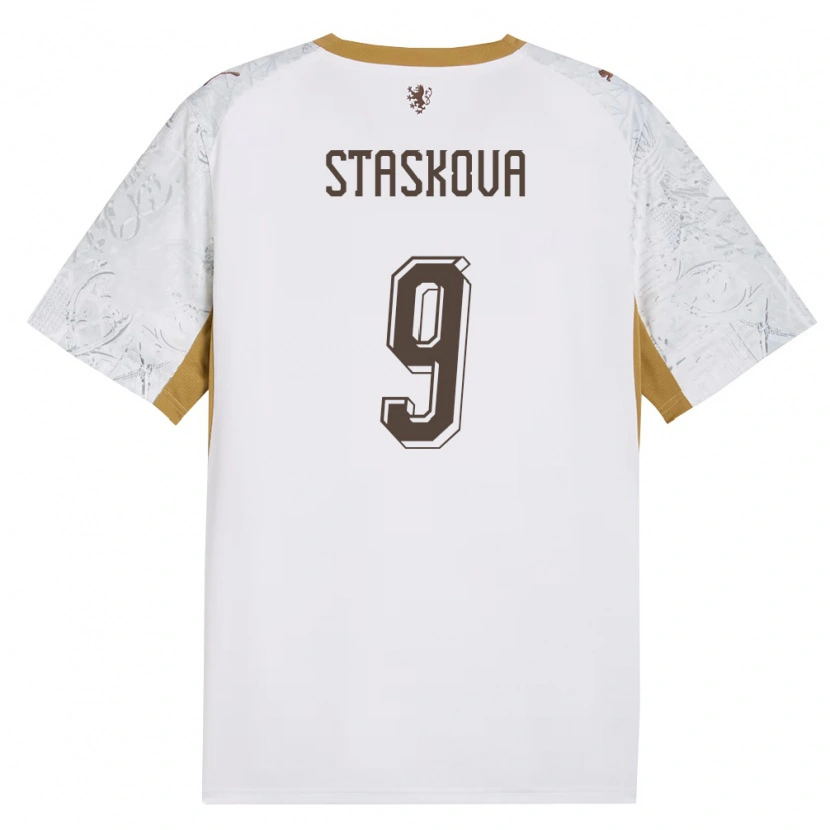 Danxen Hombre Camiseta Chequia Andrea Stašková #9 Marfil Oro Gris 2ª Equipación 26-28 La Camisa