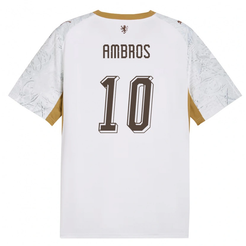 Danxen Hombre Camiseta Chequia Lukas Ambros #10 Marfil Oro Gris 2ª Equipación 26-28 La Camisa
