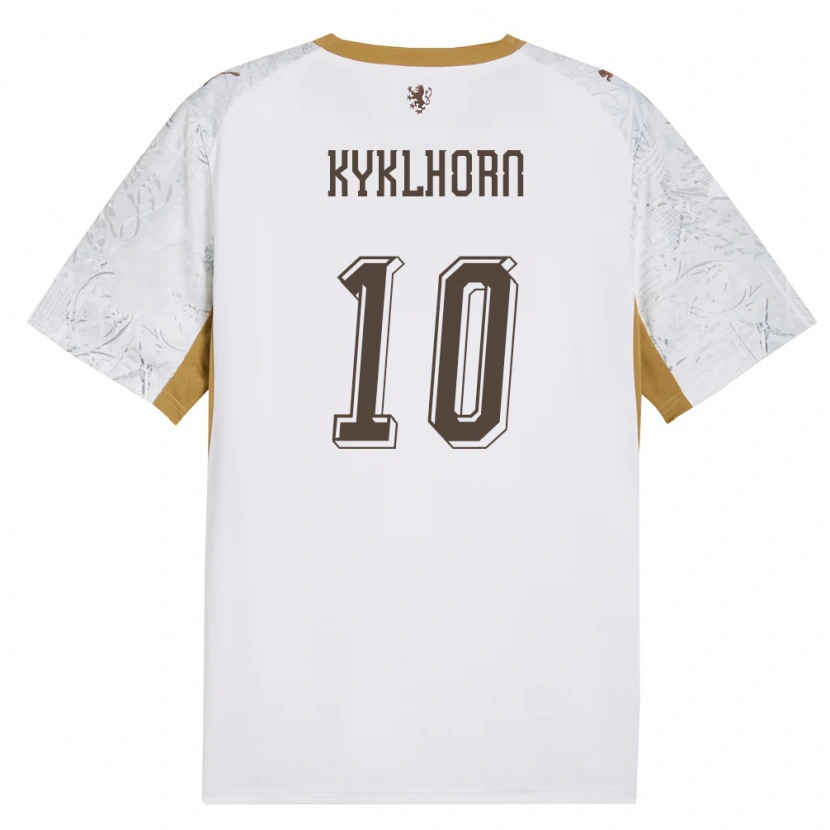 Danxen Hombre Camiseta Chequia Jan Kyklhorn #10 Marfil Oro Gris 2ª Equipación 26-28 La Camisa