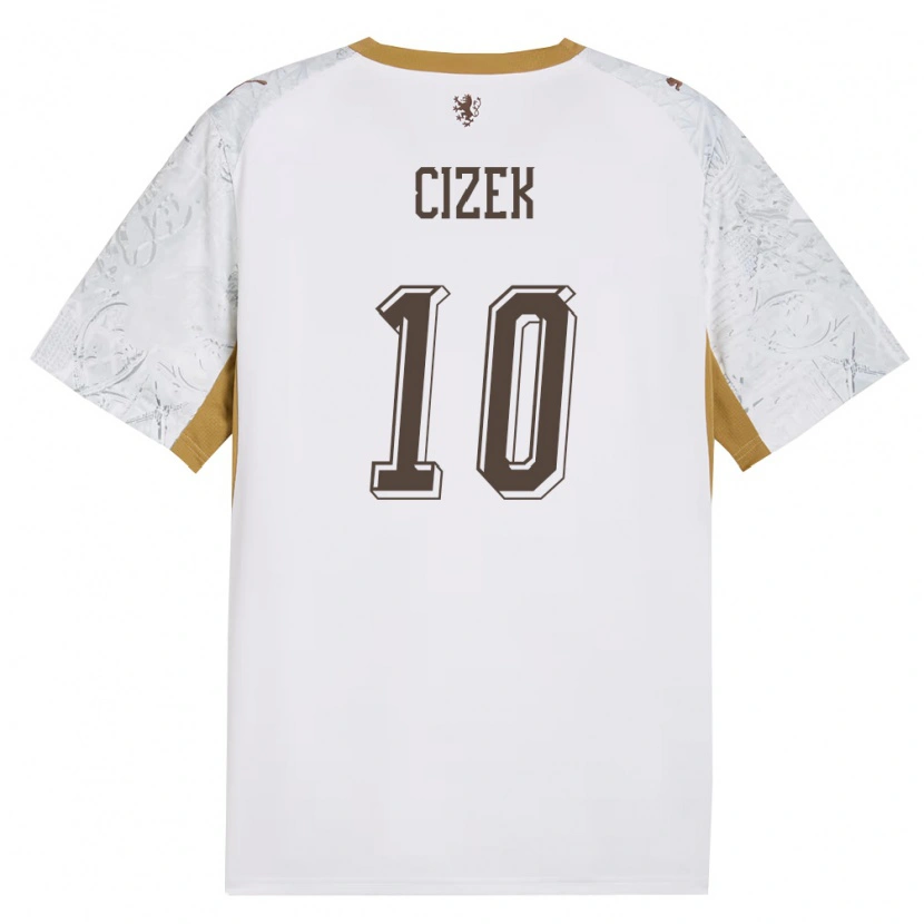 Danxen Hombre Camiseta Chequia Krystof Cizek #10 Marfil Oro Gris 2ª Equipación 26-28 La Camisa