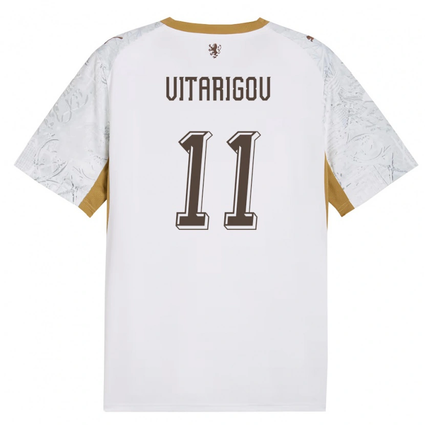 Danxen Hombre Camiseta Chequia Arsen Vitarigov #11 Marfil Oro Gris 2ª Equipación 26-28 La Camisa