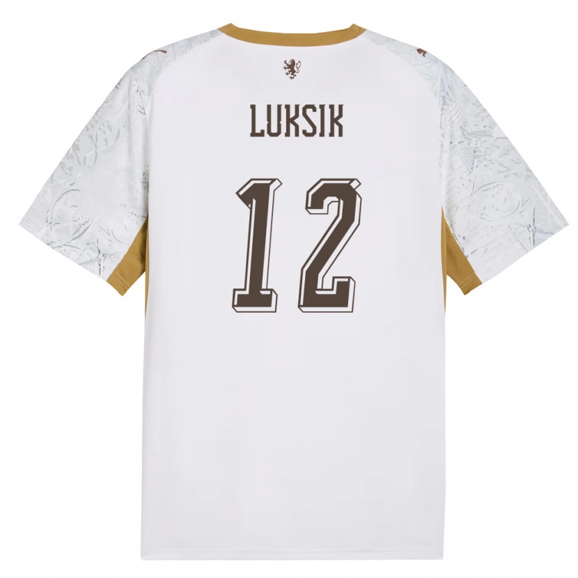 Danxen Hombre Camiseta Chequia Matej Luksik #12 Marfil Oro Gris 2ª Equipación 26-28 La Camisa