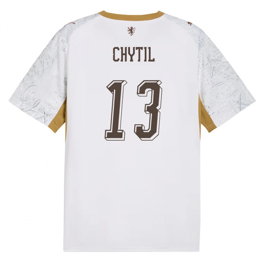 Danxen Hombre Camiseta Chequia Mojmír Chytil #13 Marfil Oro Gris 2ª Equipación 26-28 La Camisa