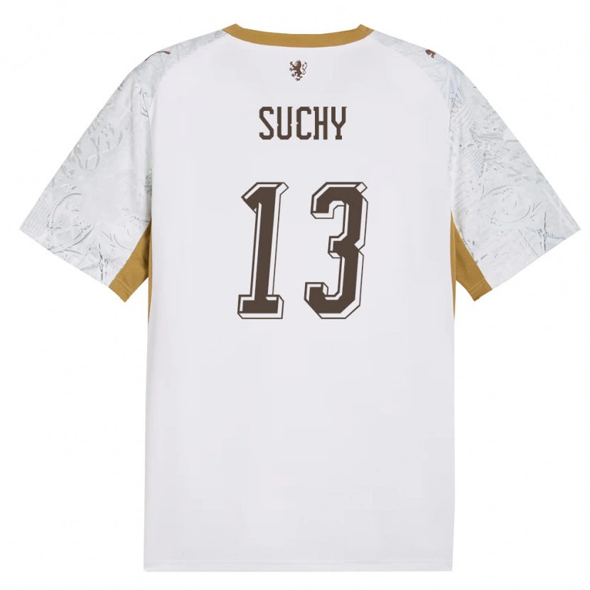 Danxen Hombre Camiseta Chequia Matous Suchy #13 Marfil Oro Gris 2ª Equipación 26-28 La Camisa
