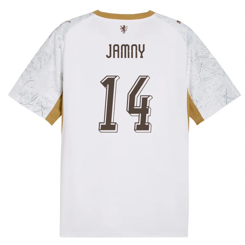 Danxen Hombre Camiseta Chequia David Jamny #14 Marfil Oro Gris 2ª Equipación 26-28 La Camisa