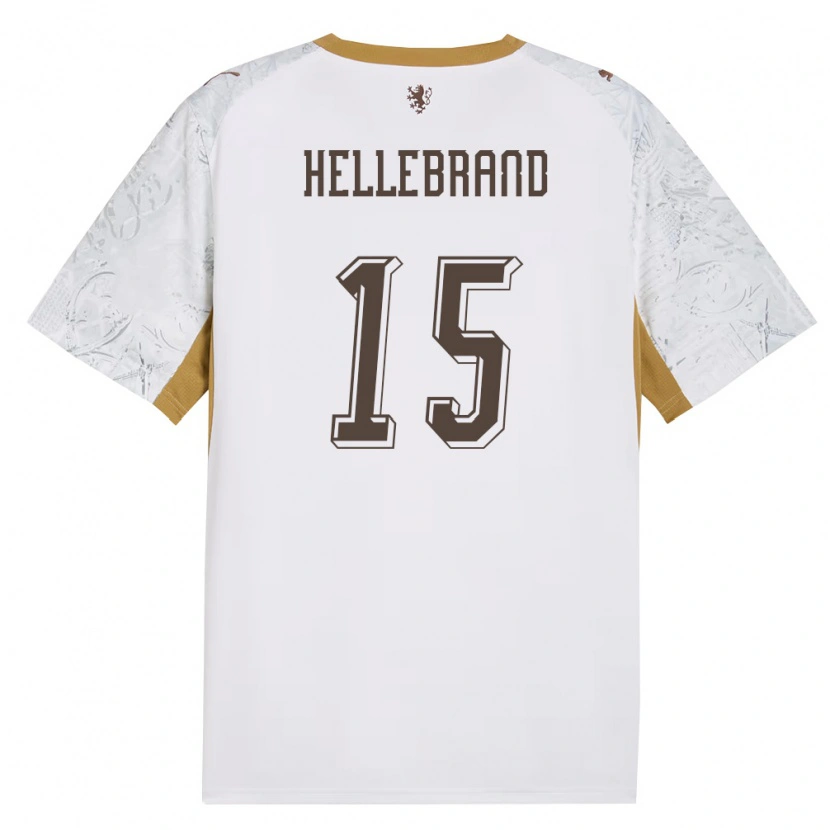 Danxen Hombre Camiseta Chequia Patrik Hellebrand #15 Marfil Oro Gris 2ª Equipación 26-28 La Camisa