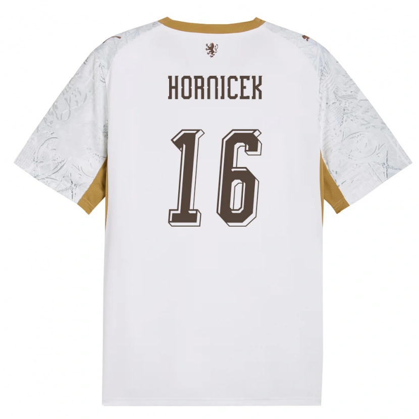 Danxen Hombre Camiseta Chequia Lukas Hornicek #16 Marfil Oro Gris 2ª Equipación 26-28 La Camisa