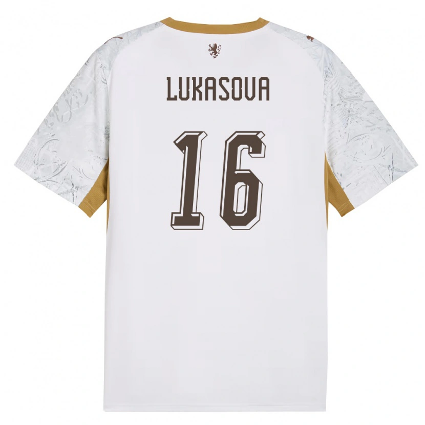 Danxen Hombre Camiseta Chequia Olivie Lukášová #16 Marfil Oro Gris 2ª Equipación 26-28 La Camisa
