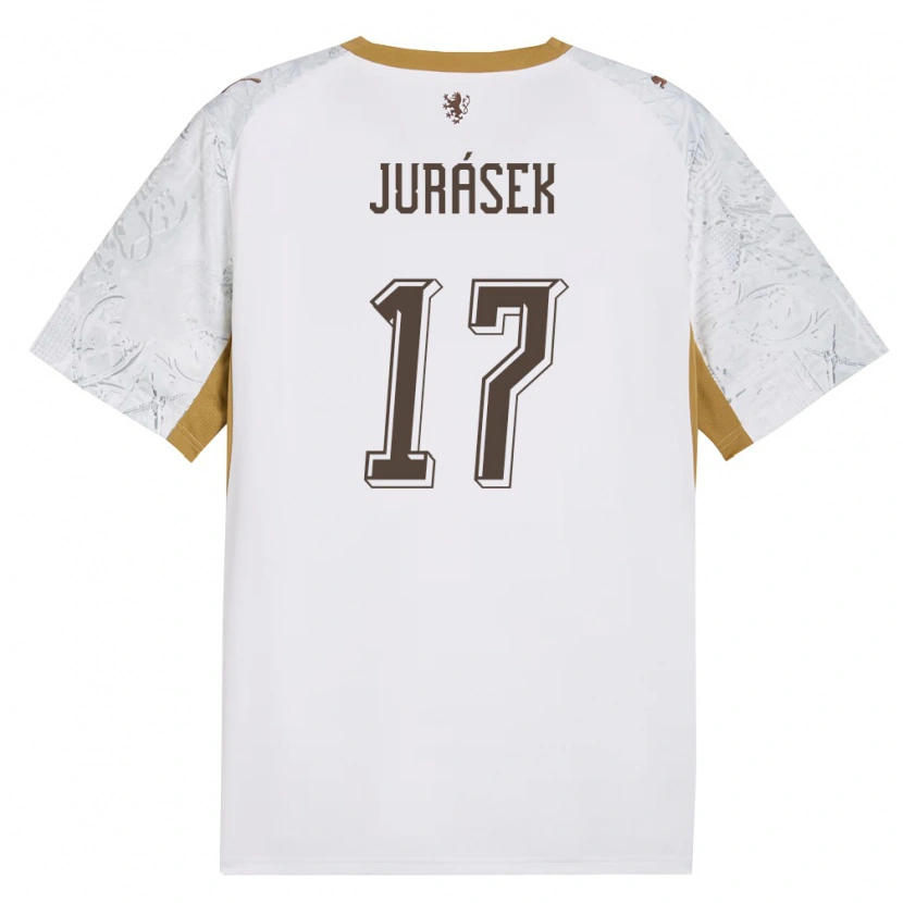 Danxen Hombre Camiseta Chequia David Jurásek #17 Marfil Oro Gris 2ª Equipación 26-28 La Camisa