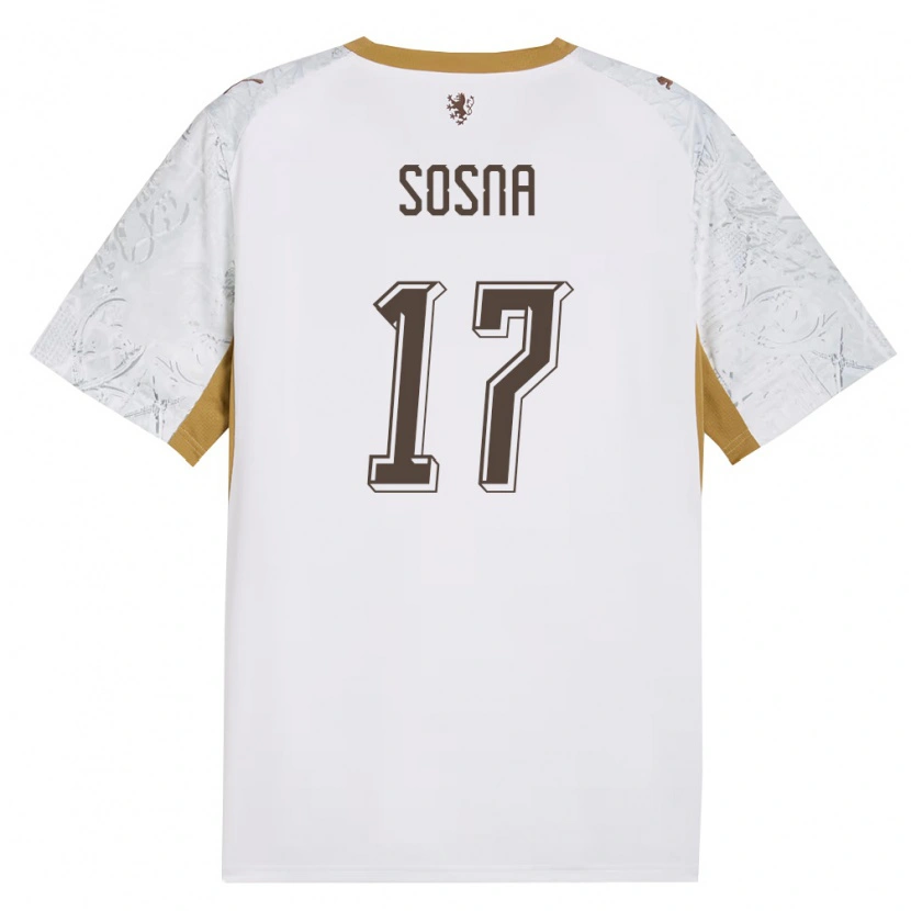 Danxen Hombre Camiseta Chequia Adam Sosna #17 Marfil Oro Gris 2ª Equipación 26-28 La Camisa