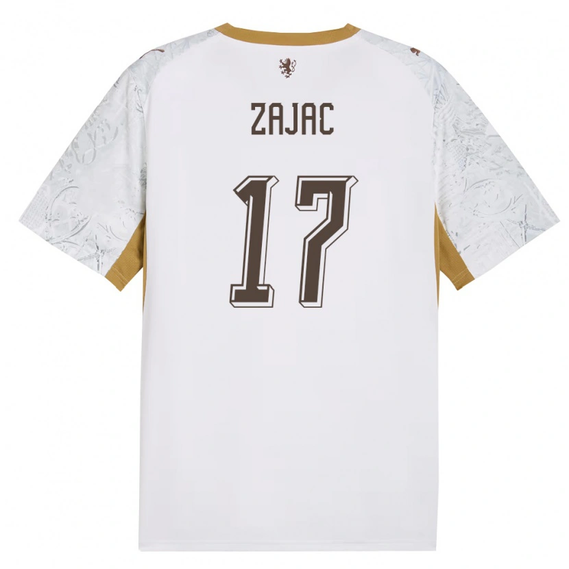 Danxen Hombre Camiseta Chequia Dominik Zajac #17 Marfil Oro Gris 2ª Equipación 26-28 La Camisa