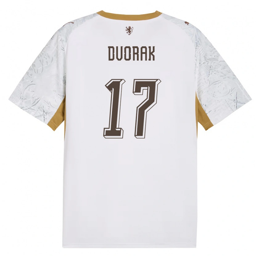 Danxen Hombre Camiseta Chequia Matous Dvorak #17 Marfil Oro Gris 2ª Equipación 26-28 La Camisa