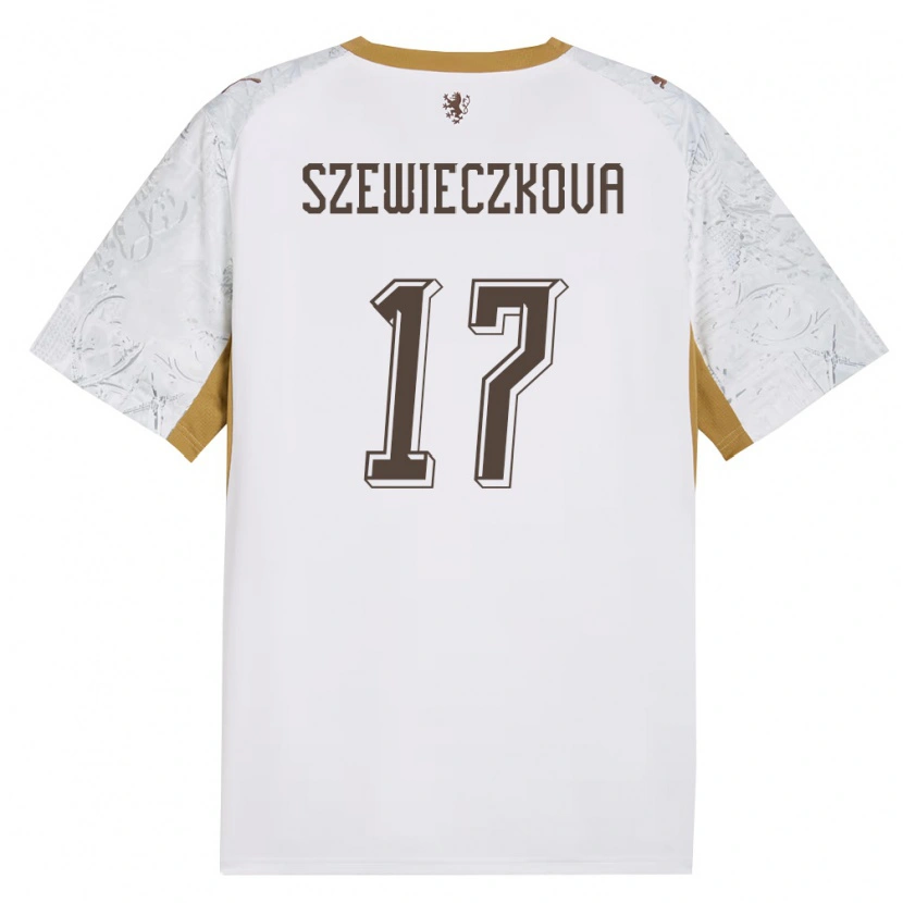 Danxen Hombre Camiseta Chequia Tereza Szewieczková #17 Marfil Oro Gris 2ª Equipación 26-28 La Camisa