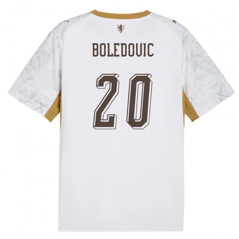 Danxen Hombre Camiseta Chequia Tobias Boledovic #20 Marfil Oro Gris 2ª Equipación 26-28 La Camisa
