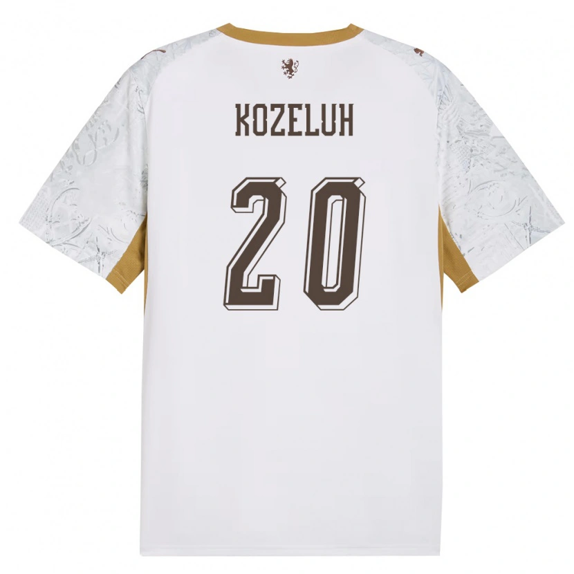 Danxen Hombre Camiseta Chequia Josef Kozeluh #20 Marfil Oro Gris 2ª Equipación 26-28 La Camisa